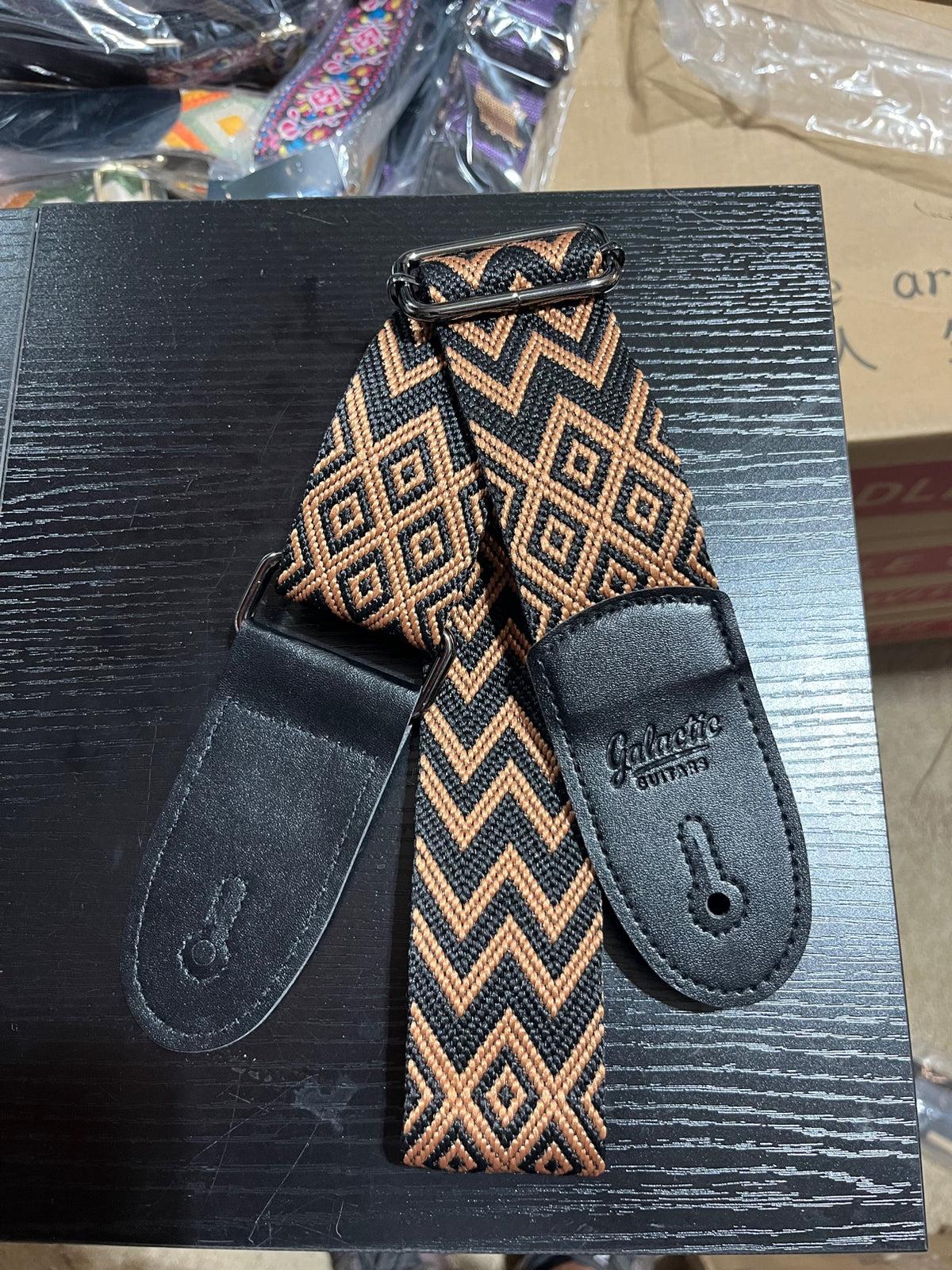 Galactic Guitars Woven Guitar Strap Zig Zag Tan Black