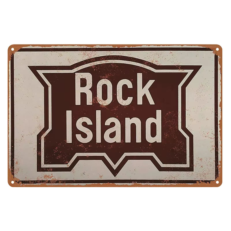 "Rock Island" Metal Sign