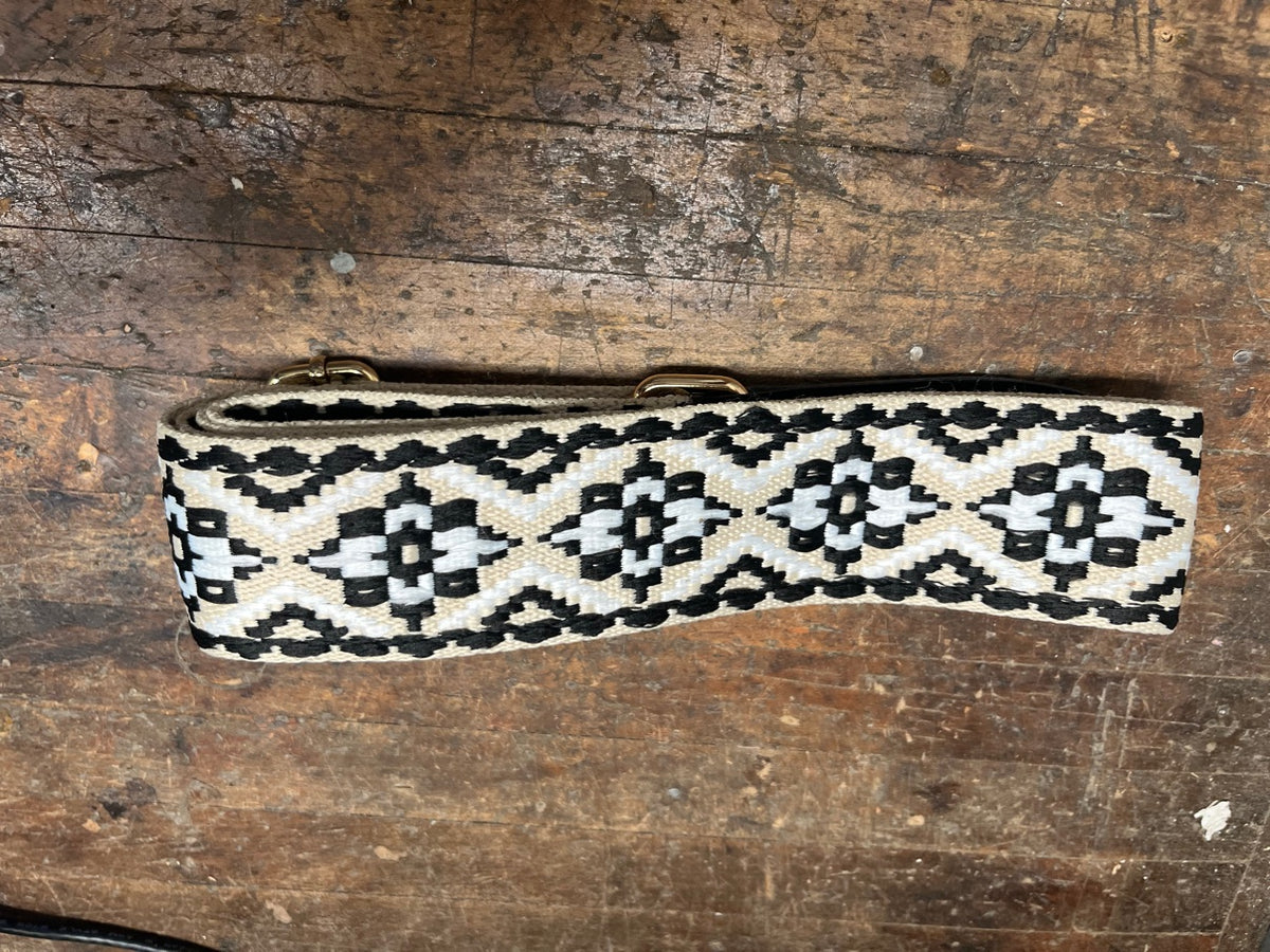 Galactic Guitars Woven Guitar Strap Diamond Geo Tan White Black