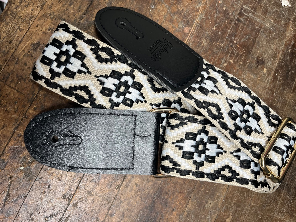 Galactic Guitars Woven Guitar Strap Diamond Geo Tan White Black