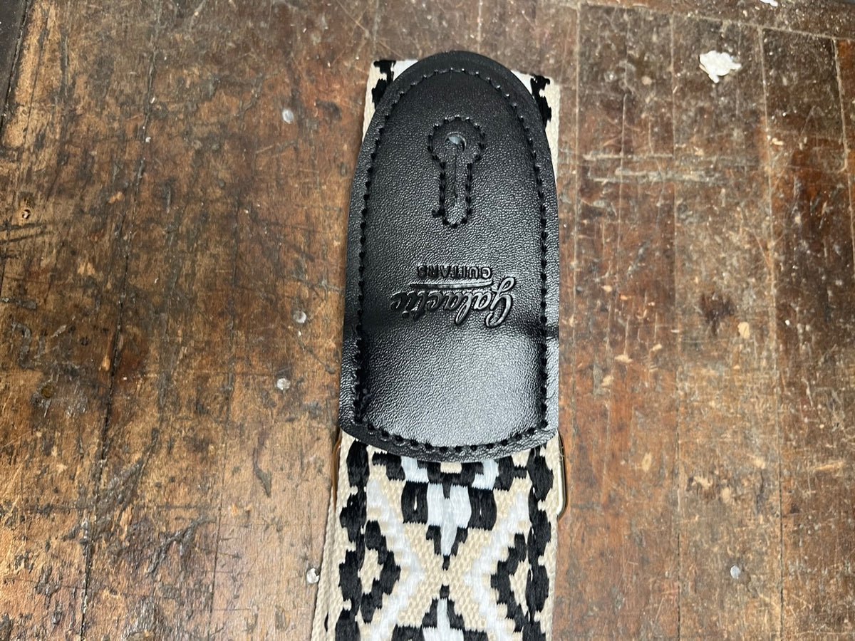 Galactic Guitars Woven Guitar Strap Diamond Geo Tan White Black