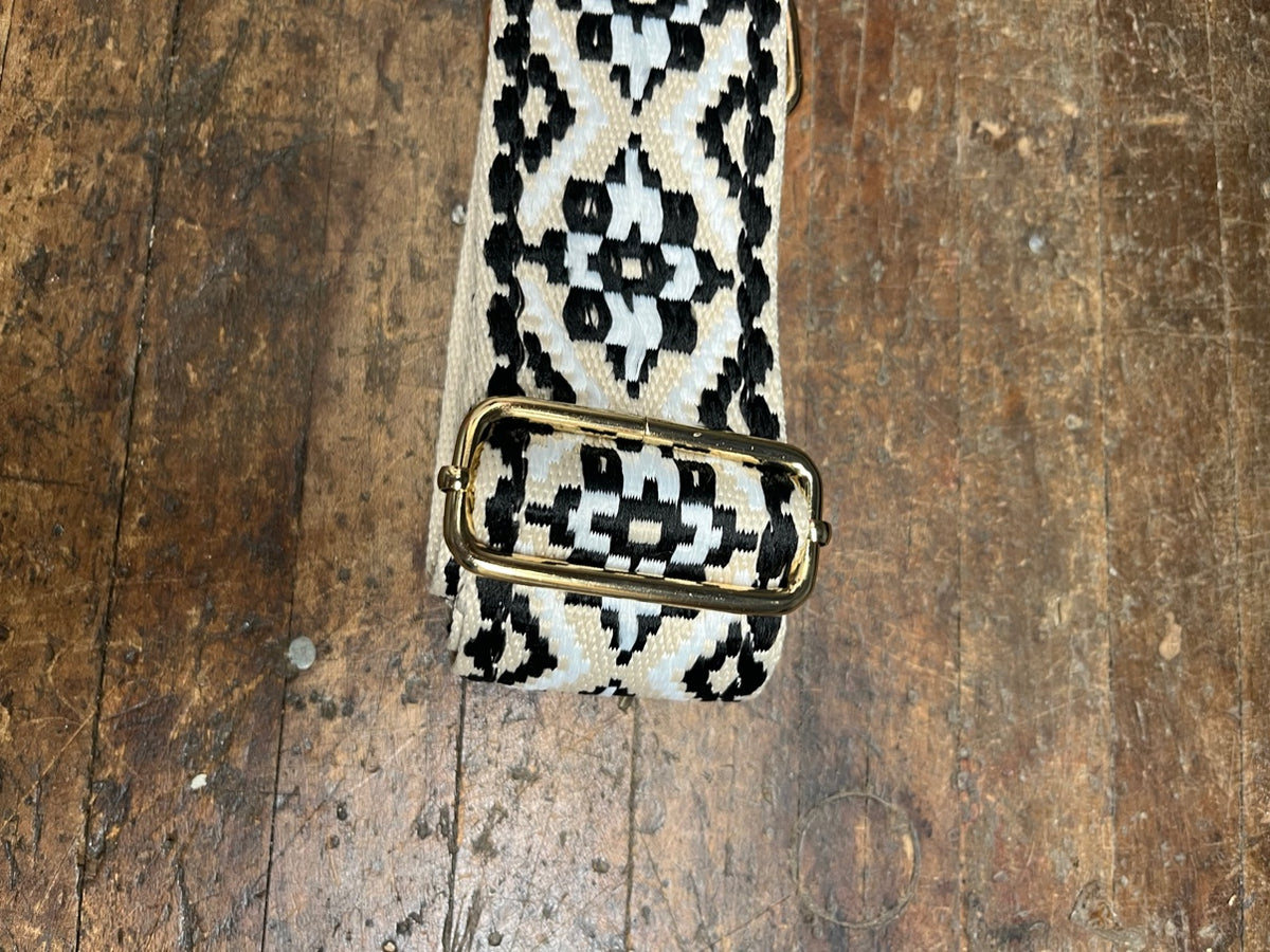 Galactic Guitars Woven Guitar Strap Diamond Geo Tan White Black