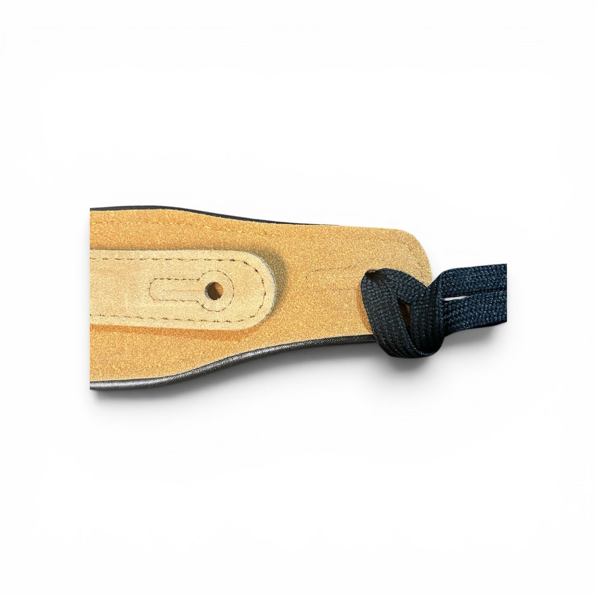 Suede Guitar Strap 2.5" Wide Tan Adjustable w/ Logo Patch