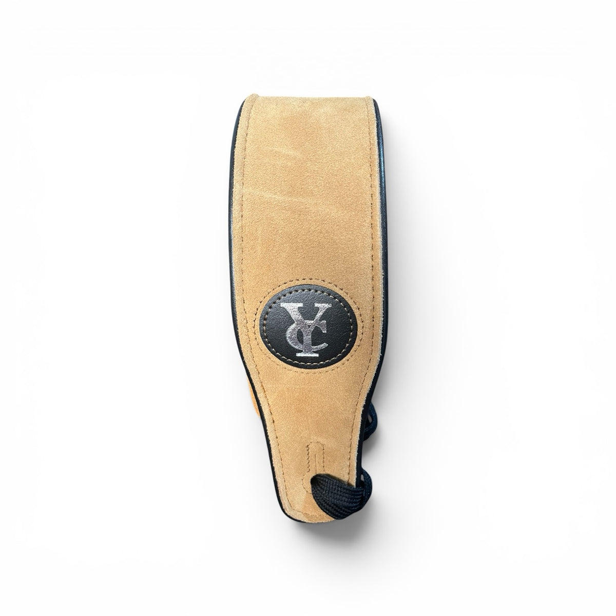 Suede Guitar Strap 2.5" Wide Tan Adjustable w/ Logo Patch