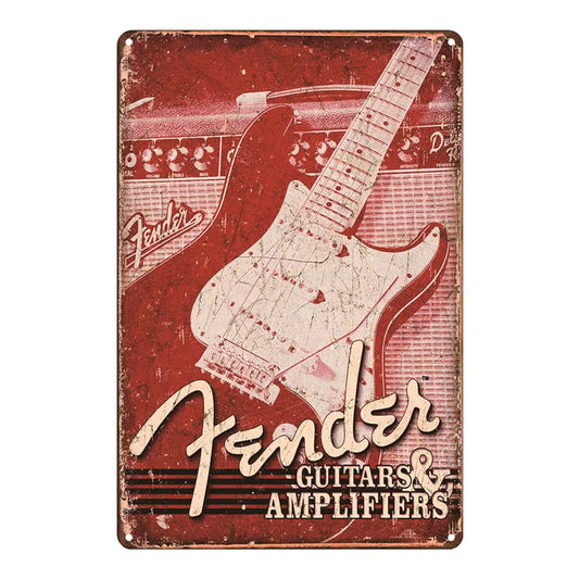 Red Fender Metal Sign