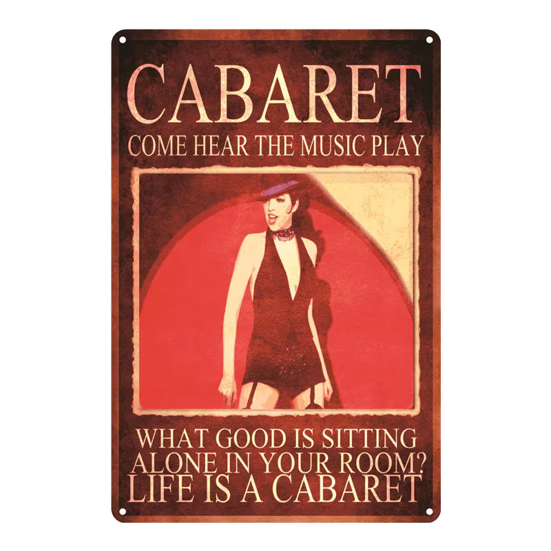 Red Cabaret Metal Sign