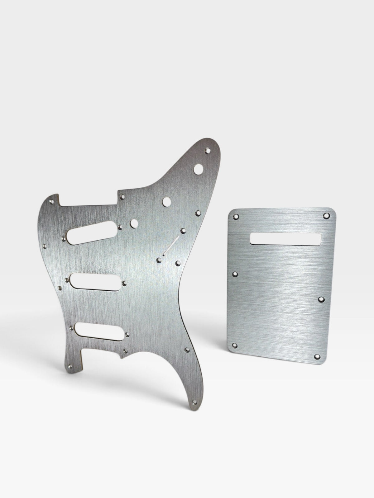 Left Handed Anodized Aluminum Strat SSS Pickguard & Back Plate — Gold / Silver / Black