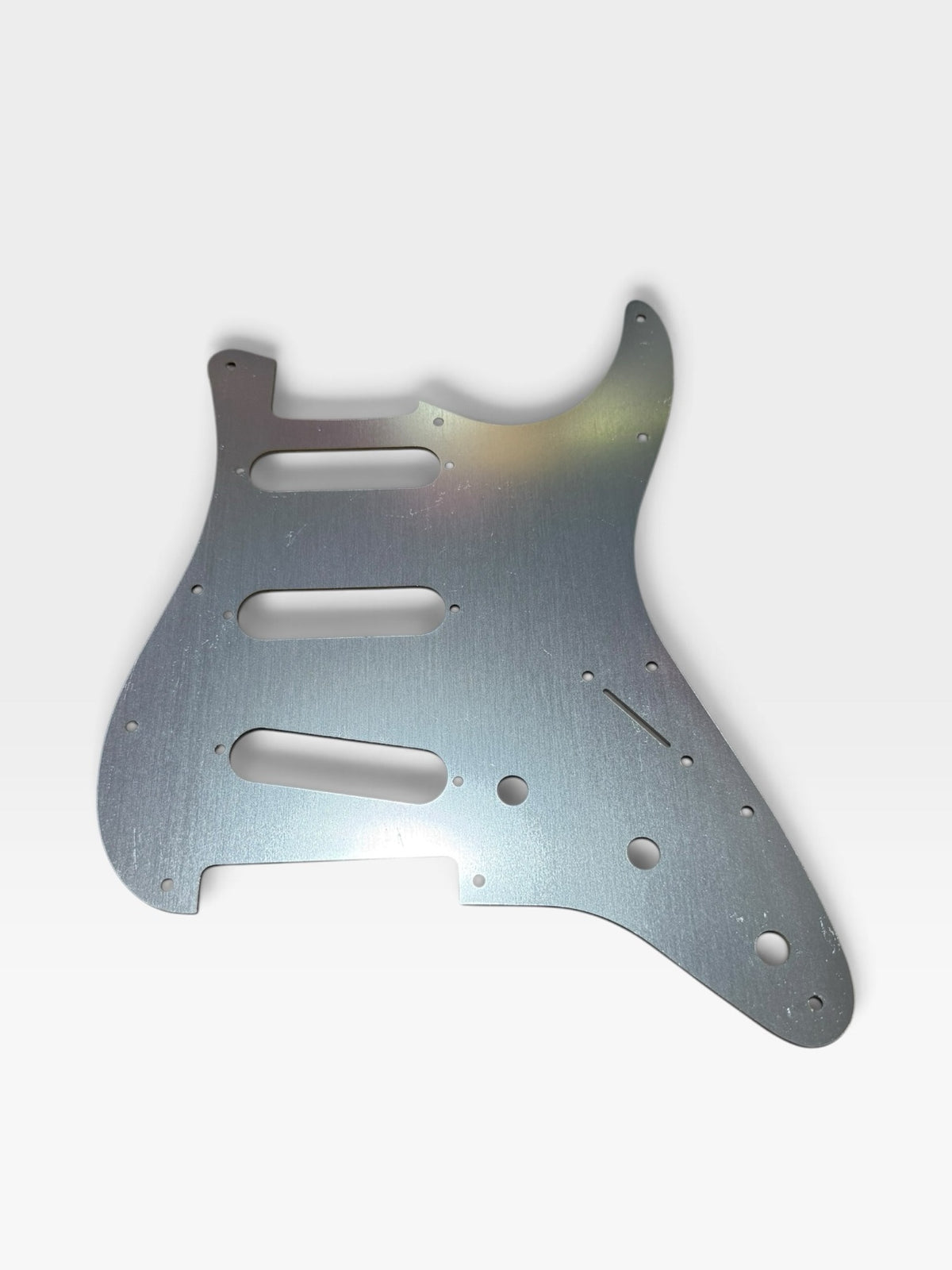 Left Handed Anodized Aluminum Strat SSS Pickguard & Back Plate — Gold / Silver / Black