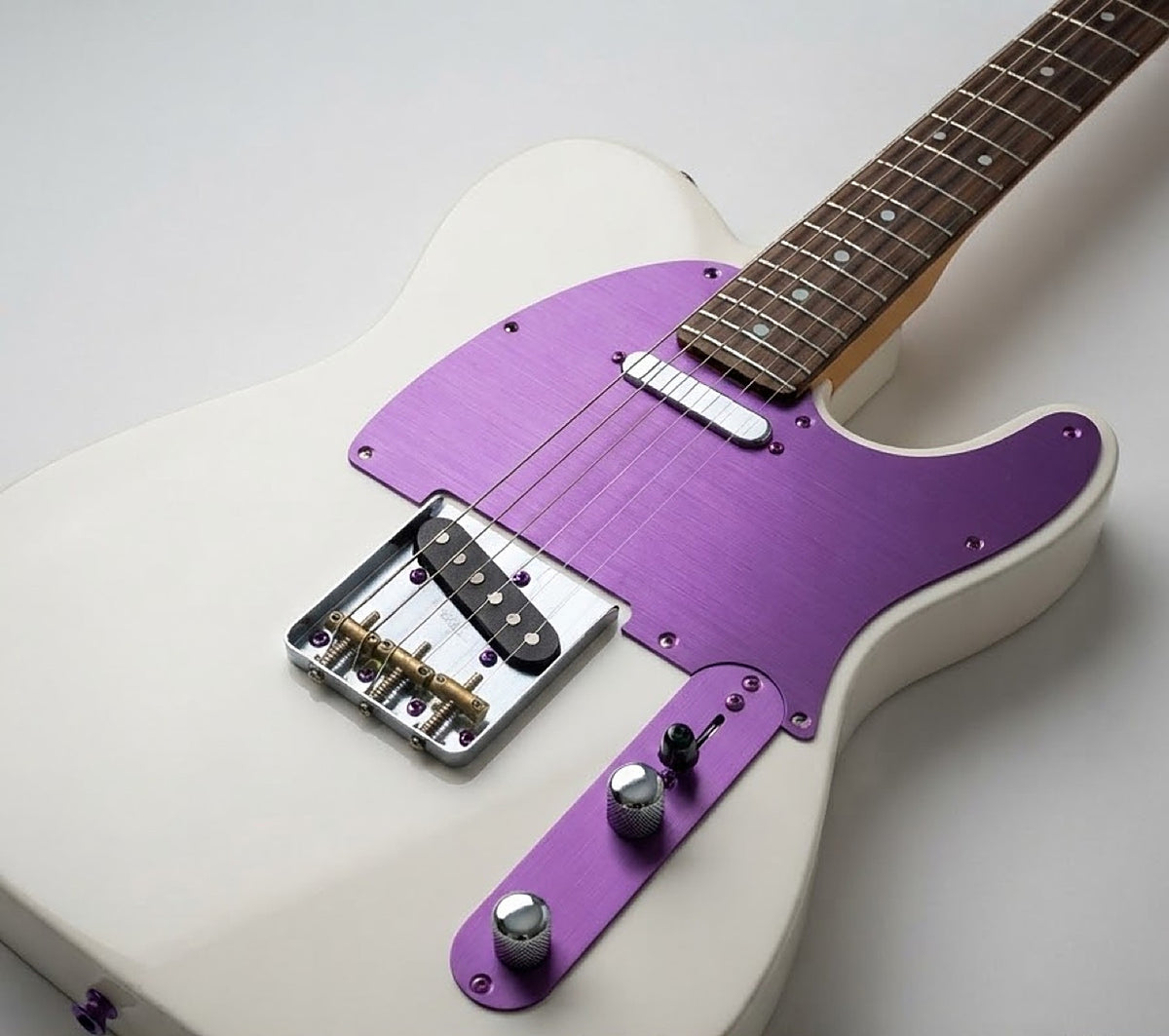 Purple Aluminum Telecaster Pickguard with Control Plate